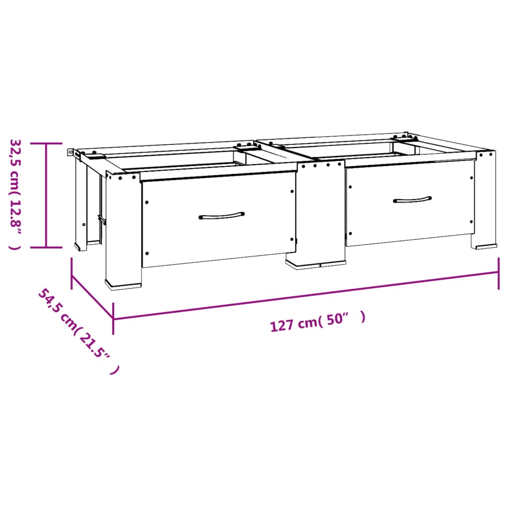 vidaXL Double Washing and Drying Machine Pedestal with Drawers White