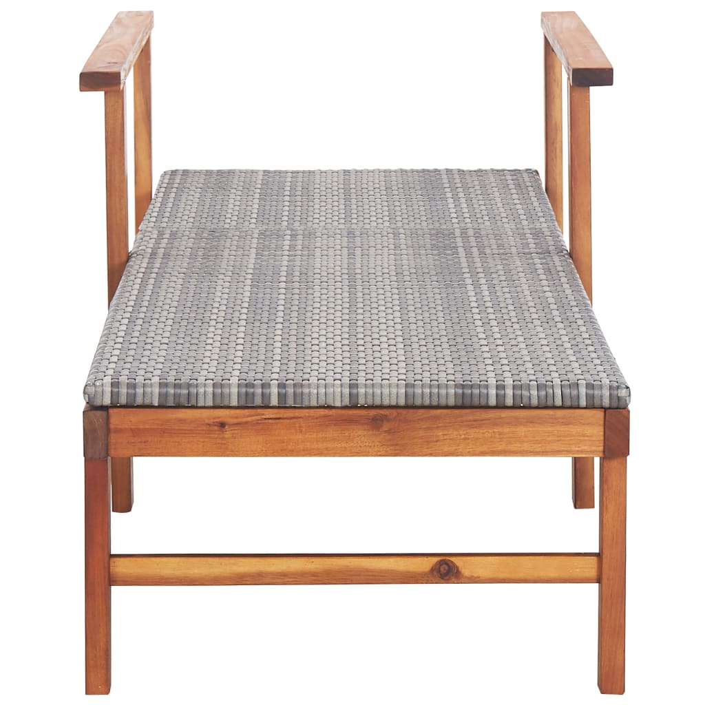vidaXL Sun Lounger Poly Rattan and Solid Acacia Wood Black