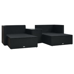 vidaXL 5 Piece Garden Lounge Set with Cushions Poly Rattan Black