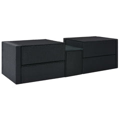 vidaXL 5 Piece Garden Lounge Set with Cushions Poly Rattan Black