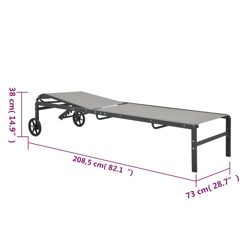 vidaXL Sun Loungers 2 pcs with Table Textilene and Steel