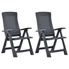 vidaXL Garden Reclining Chairs 2 pcs Plastic Anthracite
