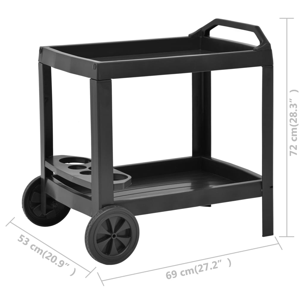 vidaXL Beverage Cart Anthracite 69x53x72 cm Plastic