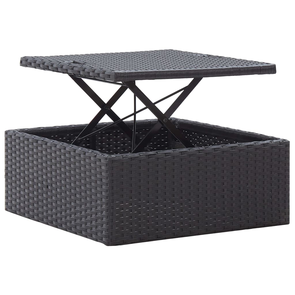 vidaXL Garden Lounge Bed with Roof Black Poly Rattan