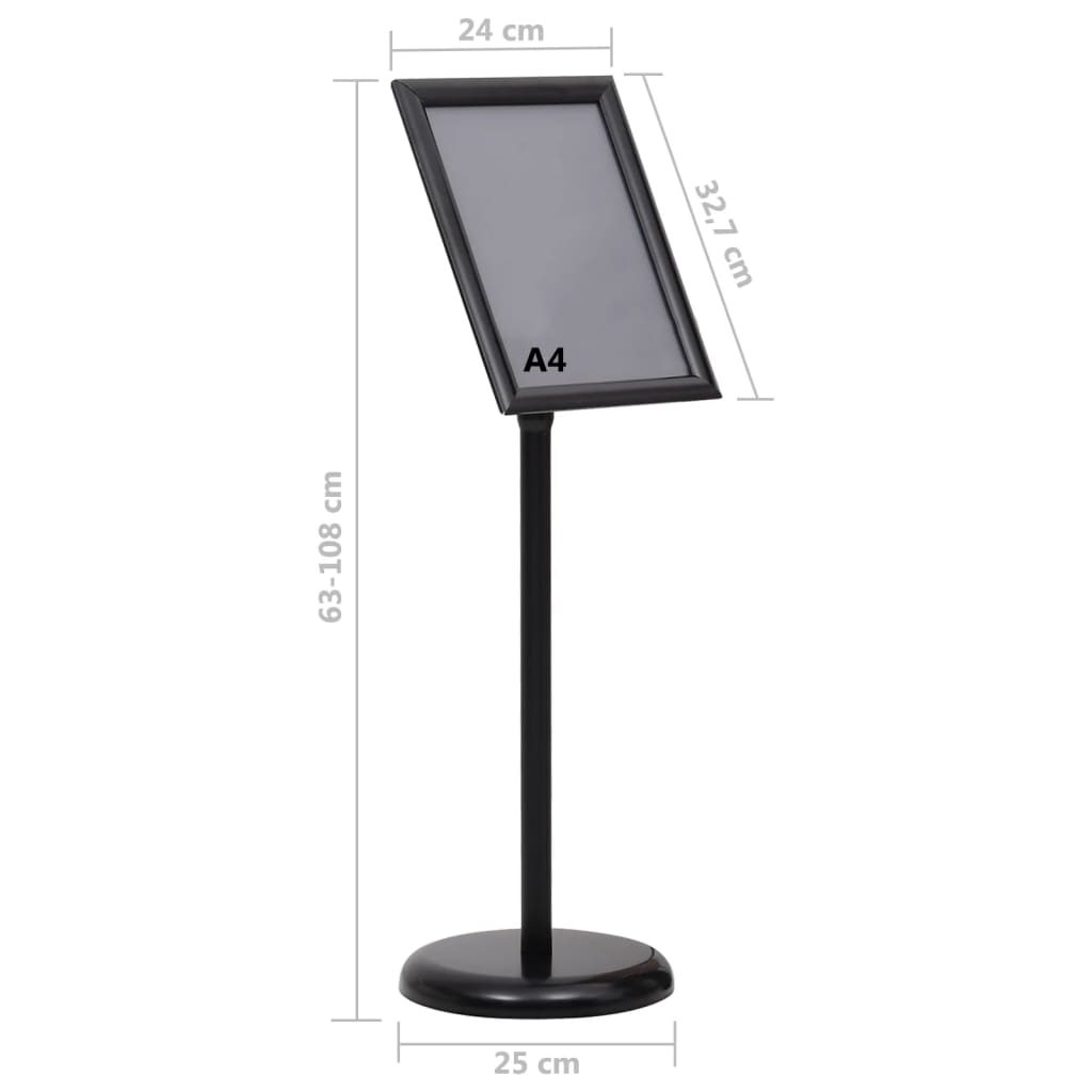 vidaXL A4 Pedestal Poster Stand Black Aluminium Alloy