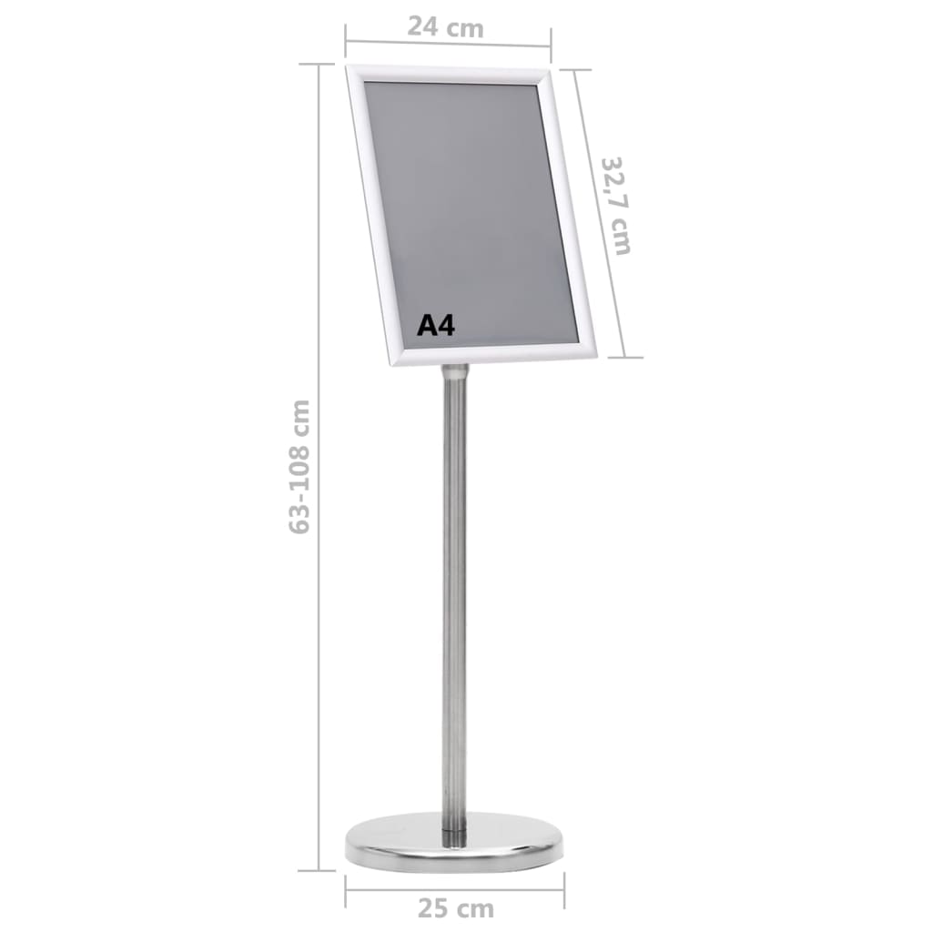 vidaXL A4 Pedestal Poster Stand Black Aluminium Alloy