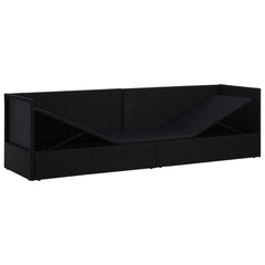 vidaXL Garden Bed with Cushion & Pillows Poly Rattan Black