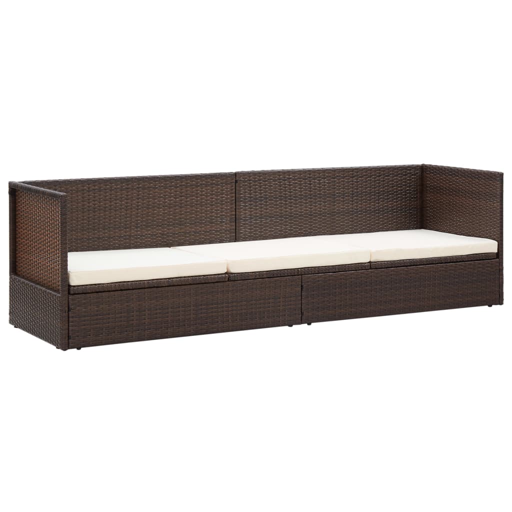 vidaXL Garden Bed with Cushion & Pillows Poly Rattan Black