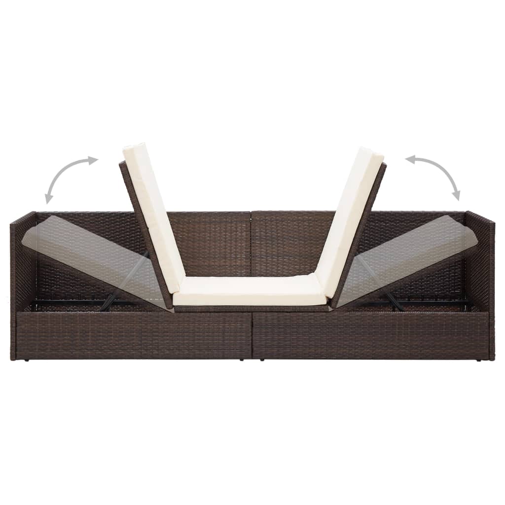 vidaXL Garden Bed with Cushion & Pillows Poly Rattan Black