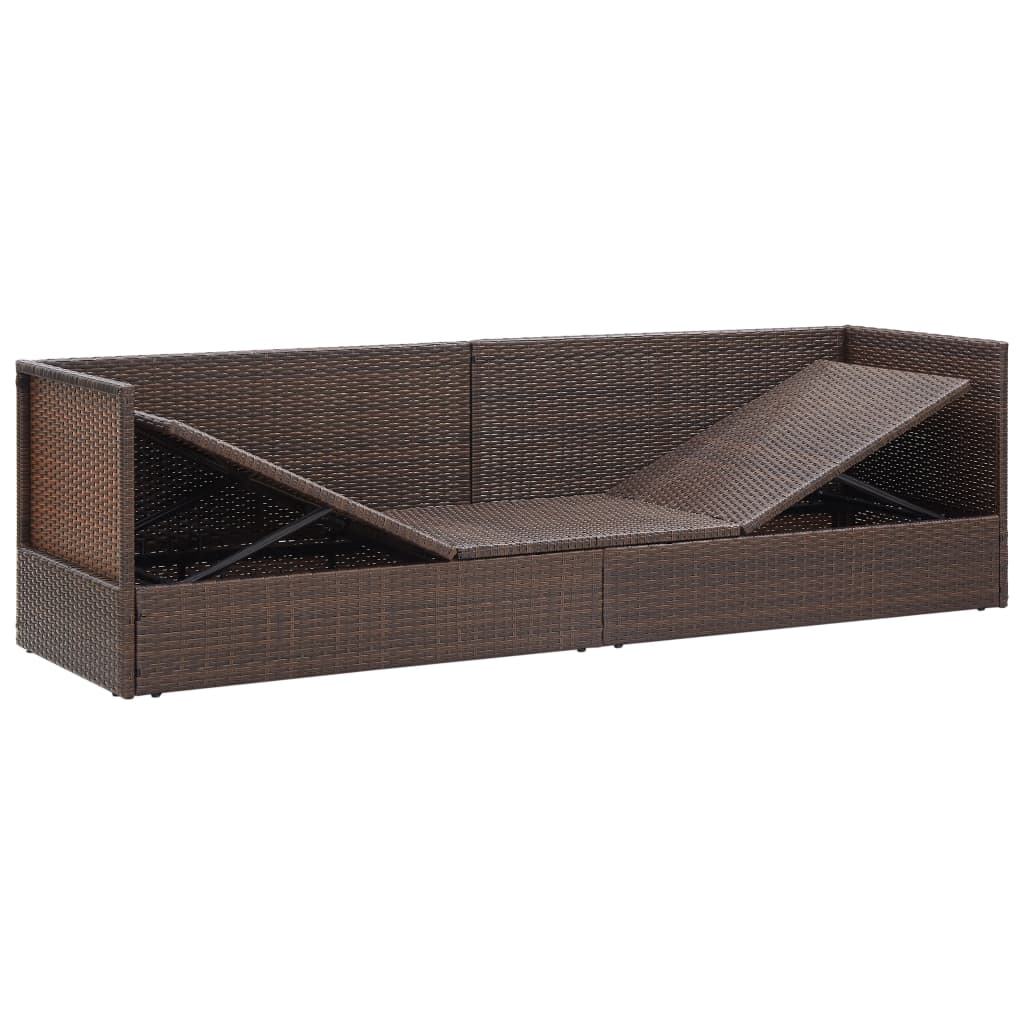 vidaXL Garden Bed with Cushion & Pillows Poly Rattan Black