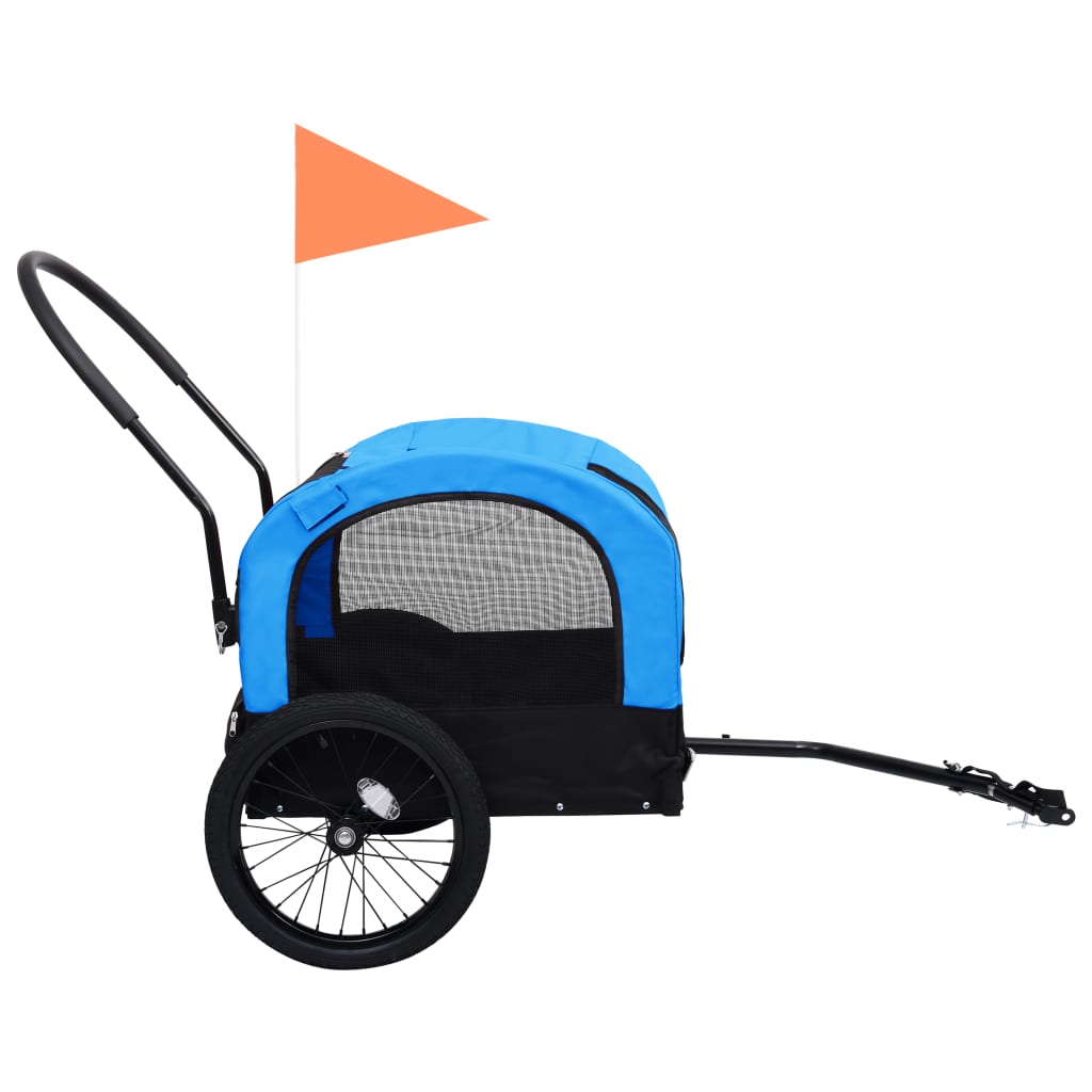 vidaXL 2-in-1 Pet Bike Trailer & Jogging Stroller Blue and Black