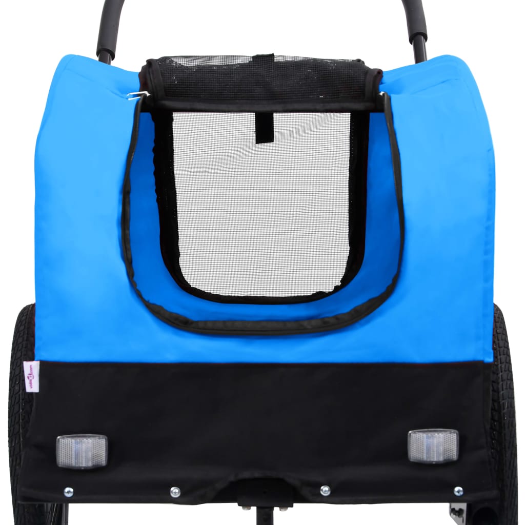 vidaXL 2-in-1 Pet Bike Trailer & Jogging Stroller Blue and Black