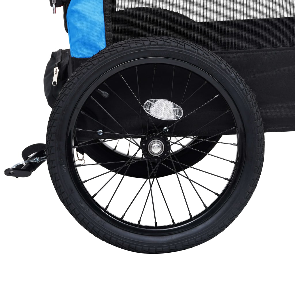 vidaXL 2-in-1 Pet Bike Trailer & Jogging Stroller Blue and Black