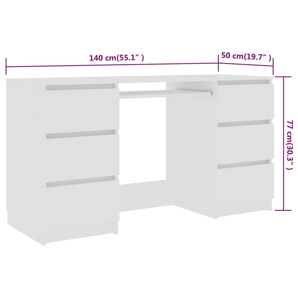 vidaXL Writing Desk Black 140x50x77 cm Engineered Wood