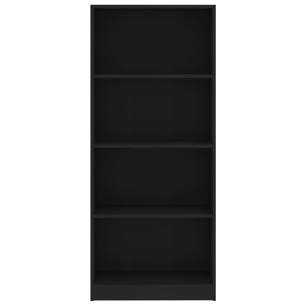 vidaXL 4-Tier Book Cabinet Black 60x24x142 cm Engineered Wood