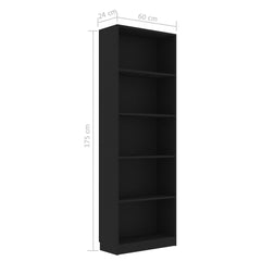 vidaXL Book Cabinet Black 40x30x189 cm Engineered Wood