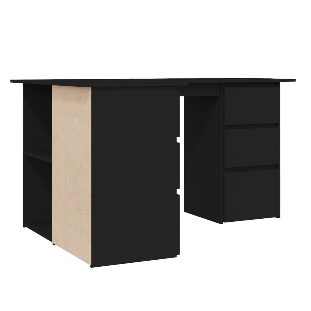 vidaXL Corner Desk Black 145x100x76 cm Engineered Wood