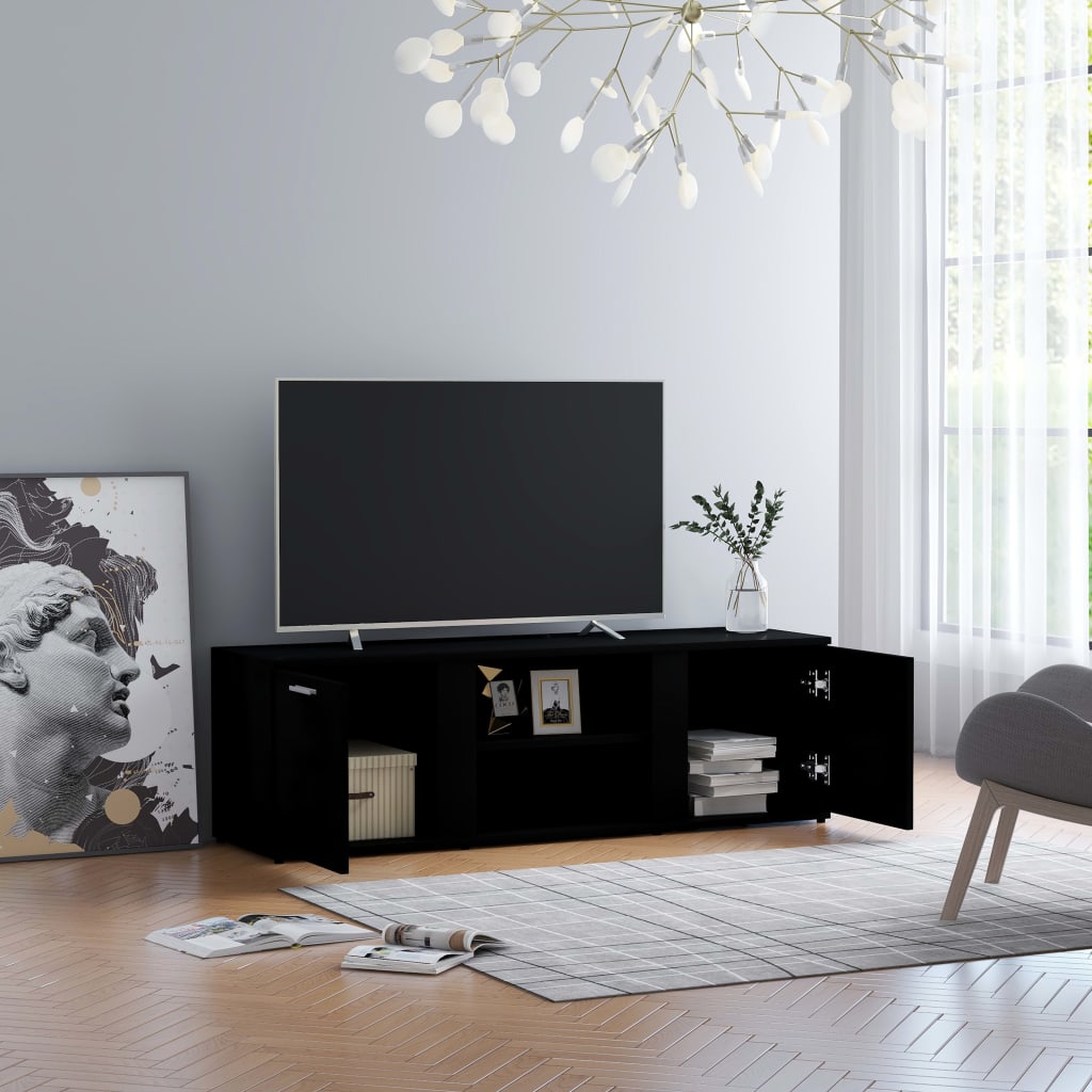 vidaXL TV Cabinet Black 120x34x37 cm Engineered Wood