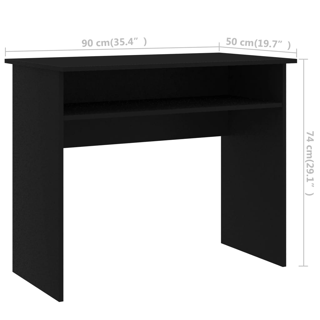 vidaXL Desk Black 90x50x74 cm Engineered Wood