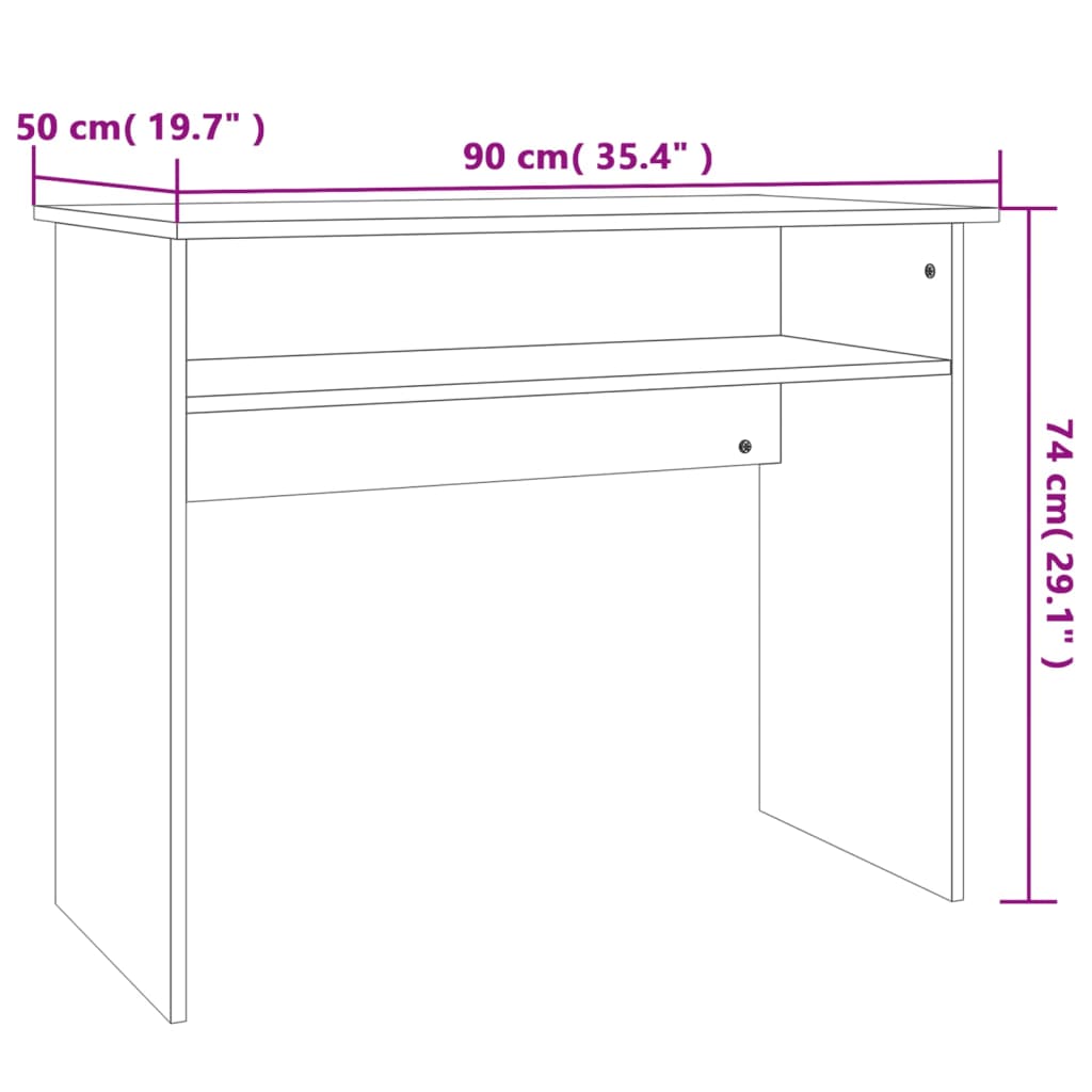 vidaXL Desk Black 90x50x74 cm Engineered Wood