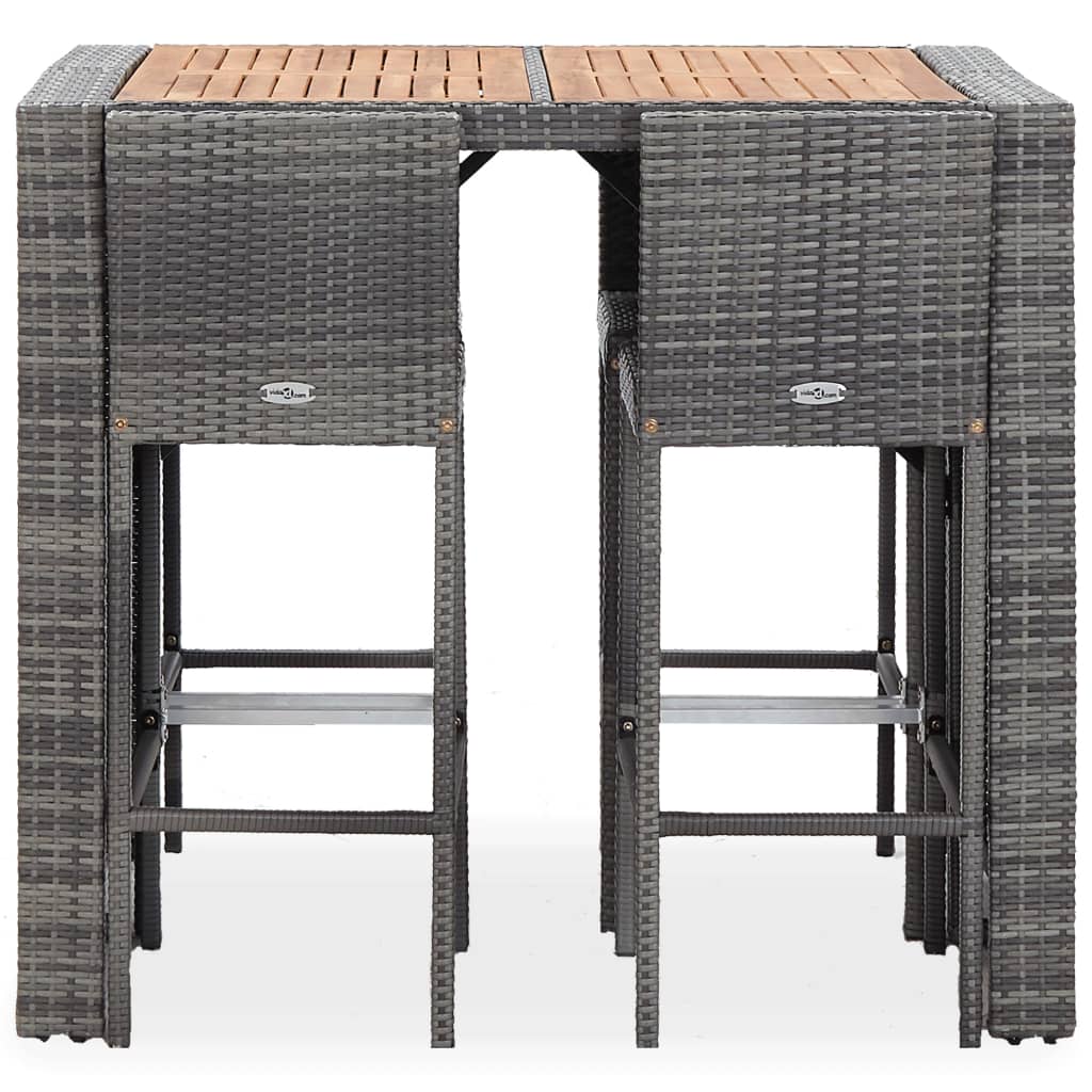 vidaXL 9 Piece Outdoor Bar Set Poly Rattan and Wood Acacia Black