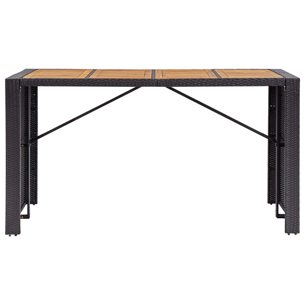 vidaXL 9 Piece Outdoor Bar Set Poly Rattan and Wood Acacia Black