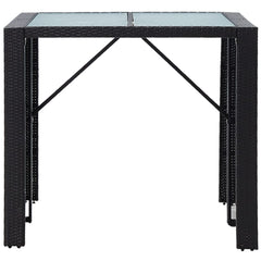 vidaXL 5 Piece Outdoor Bar Set Poly Rattan and Glass Black