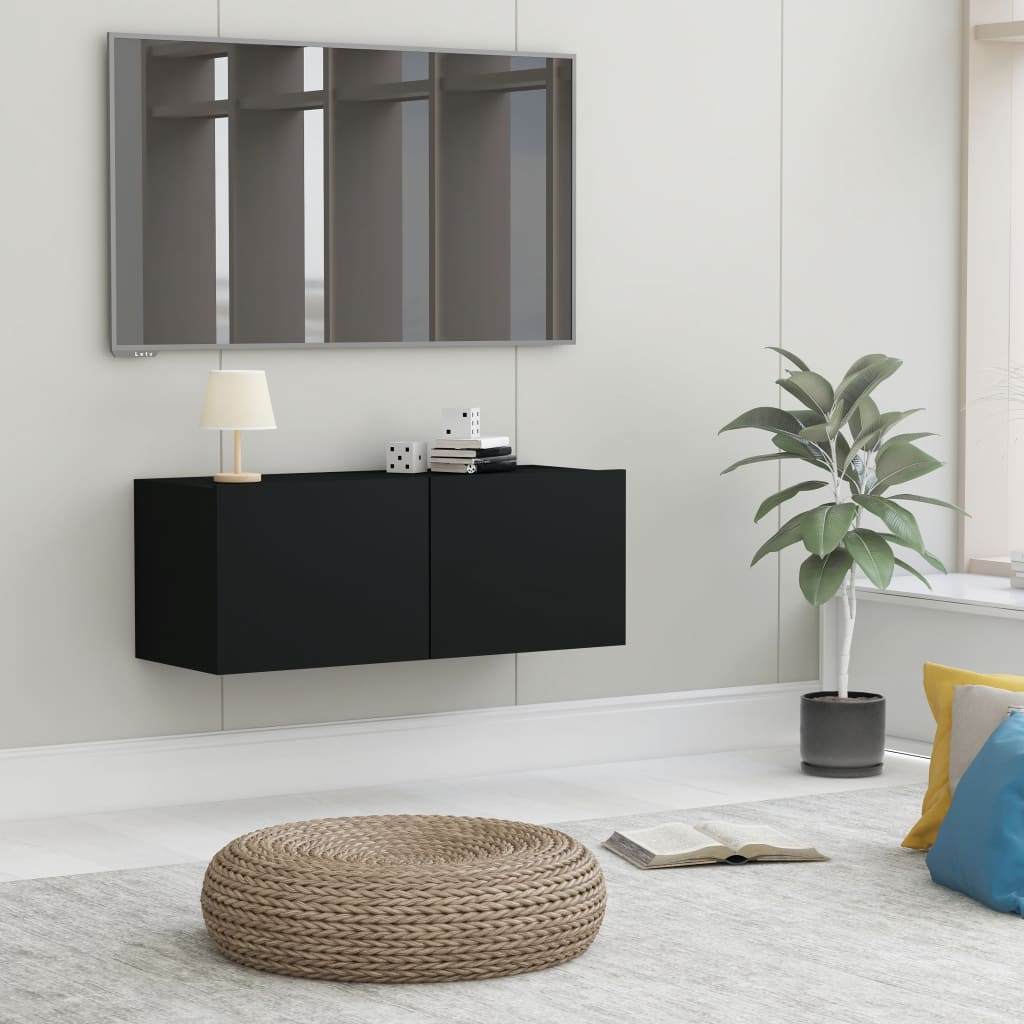 vidaXL TV Cabinet Black 120x30x30 cm Engineered Wood