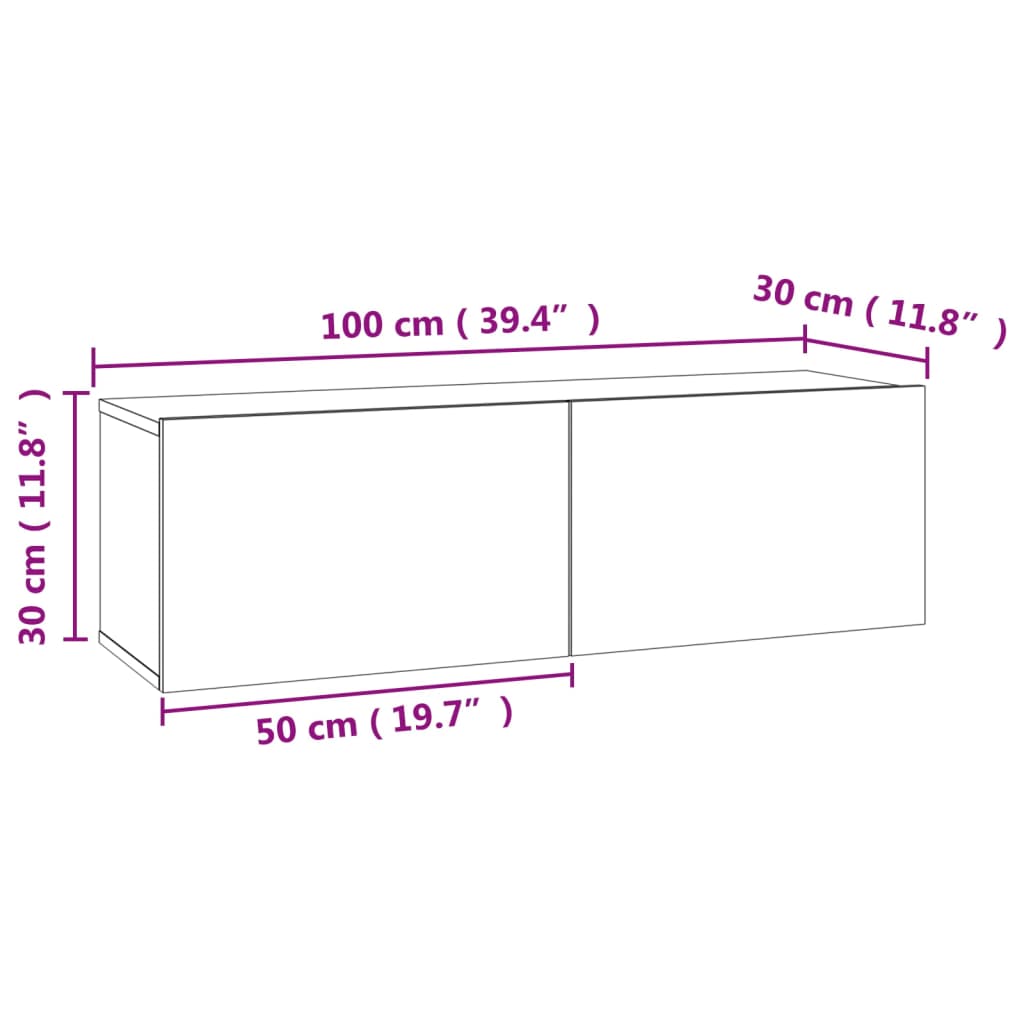 vidaXL TV Cabinet Black 120x30x30 cm Engineered Wood