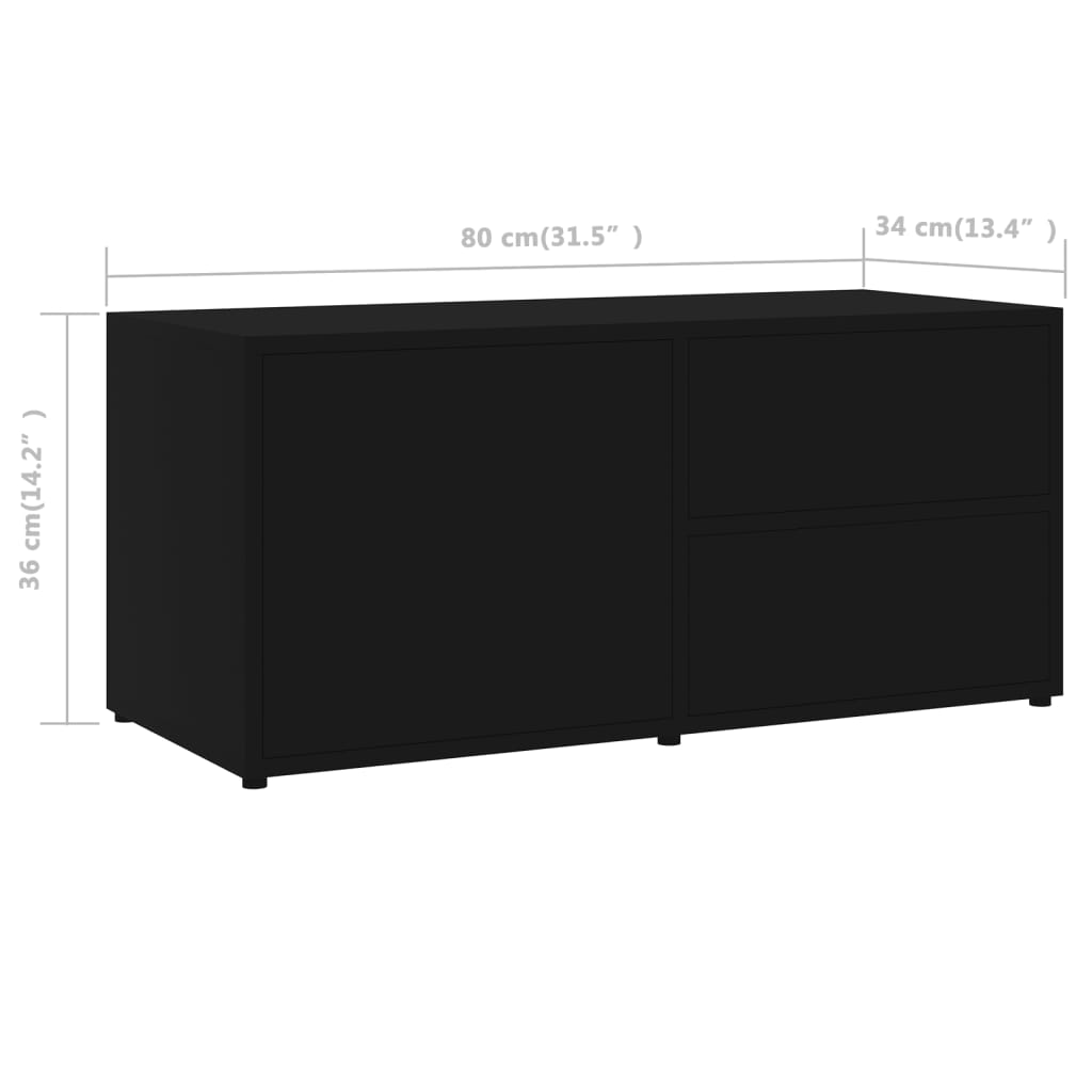 vidaXL TV Cabinet Black 80x34x36 cm Engineered Wood