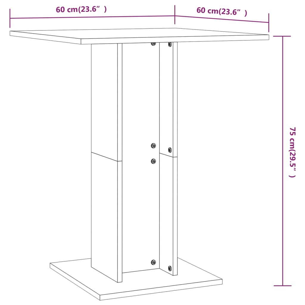 vidaXL Bistro Table Black 60x60x75 cm Engineered Wood