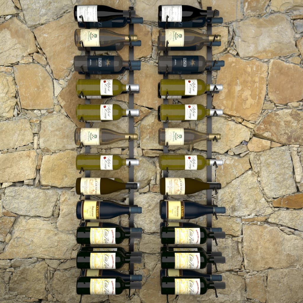 vidaXL Wall-mounted Wine Racks for 48 Bottles 2 pcs Black Iron