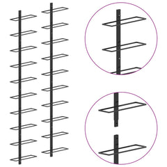 vidaXL Wall-mounted Wine Racks for 20 Bottles 2 pcs Black Metal