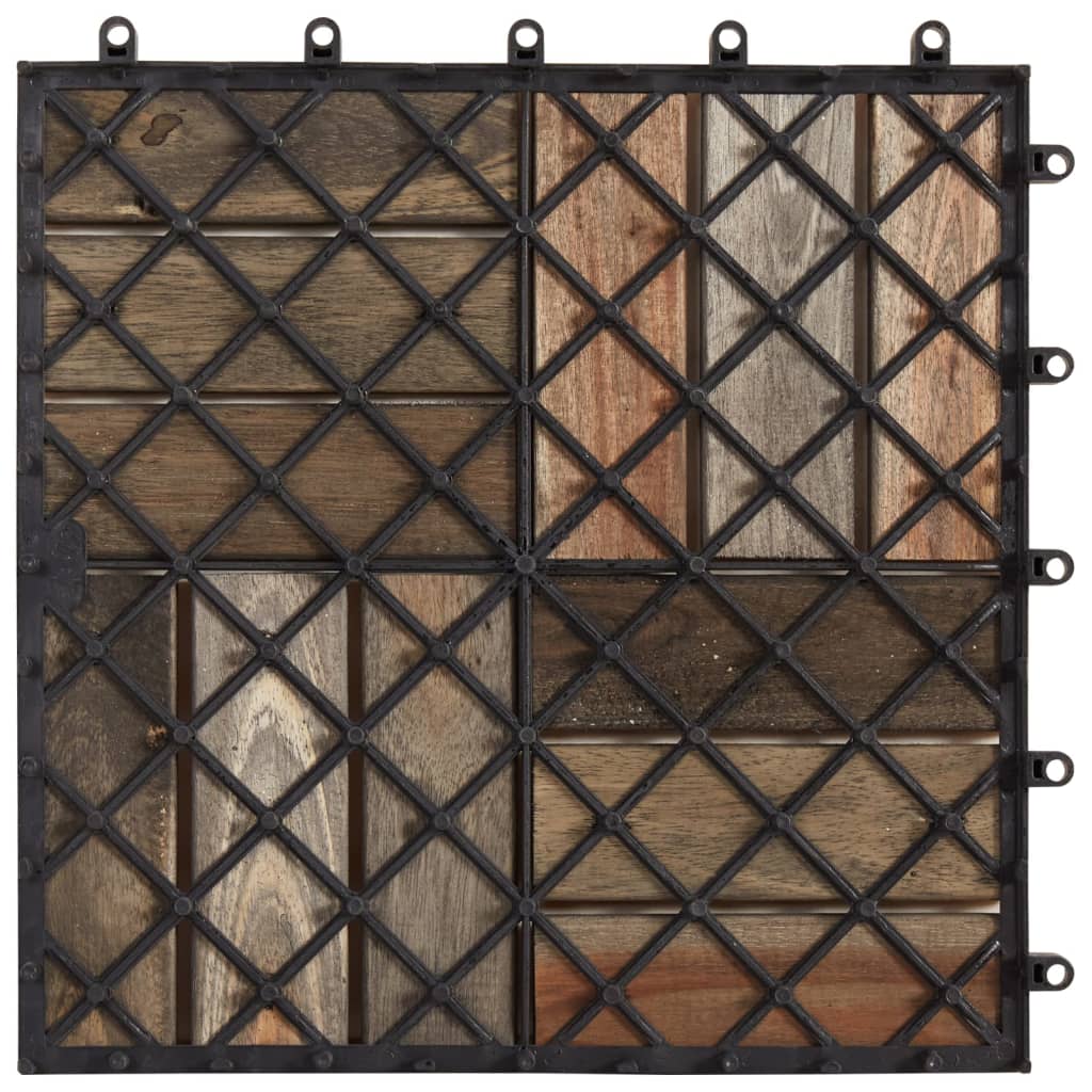 vidaXL Decking Tiles 30 pcs Grey Wash 30x30 cm Solid Acacia Wood