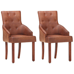 vidaXL Dining Chairs 4 pcs Brown Real Goat Leather