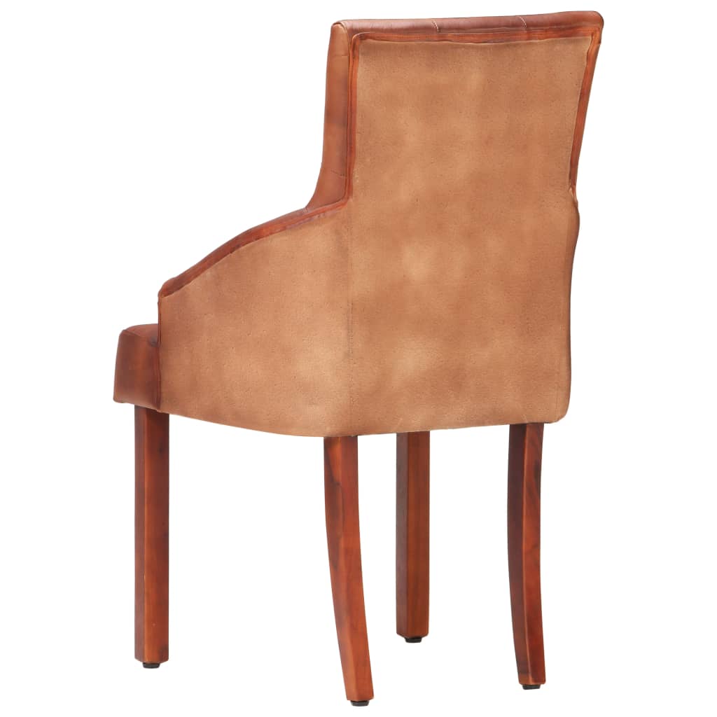 vidaXL Dining Chairs 4 pcs Brown Real Goat Leather