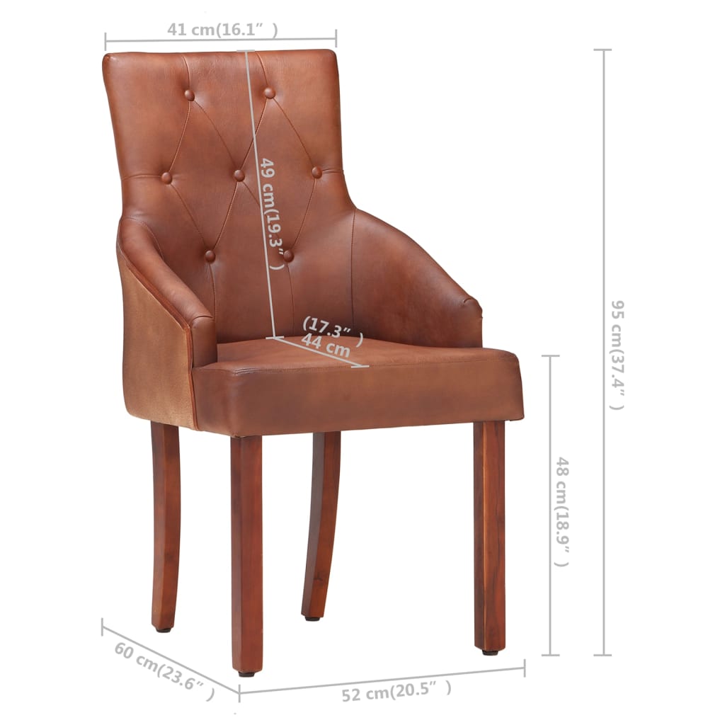 vidaXL Dining Chairs 4 pcs Brown Real Goat Leather