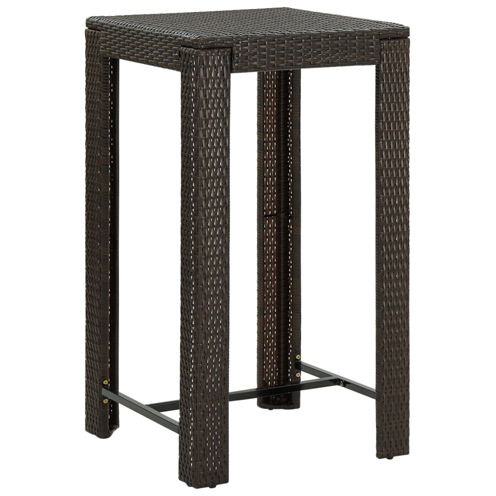 vidaXL Garden Bar Table Black 60.5x60.5x110.5 cm Poly Rattan