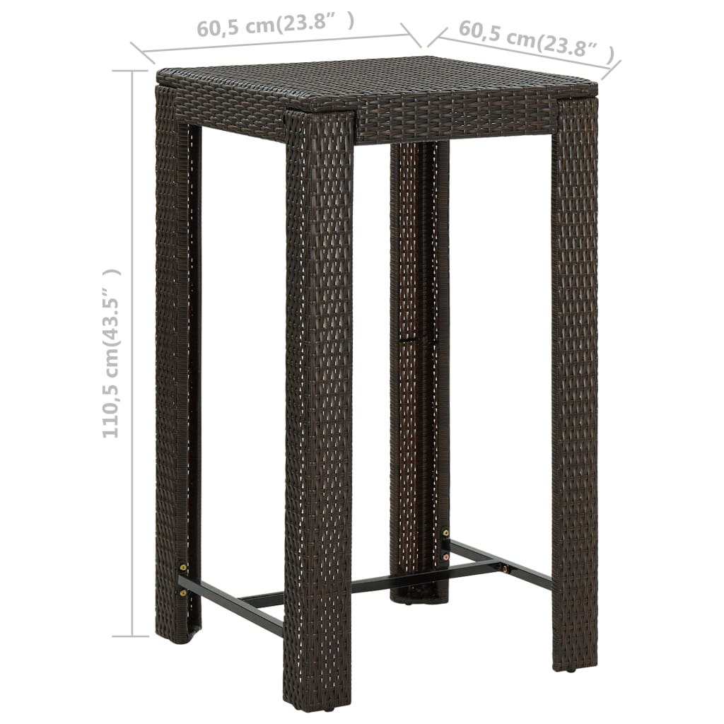 vidaXL Garden Bar Table Black 60.5x60.5x110.5 cm Poly Rattan