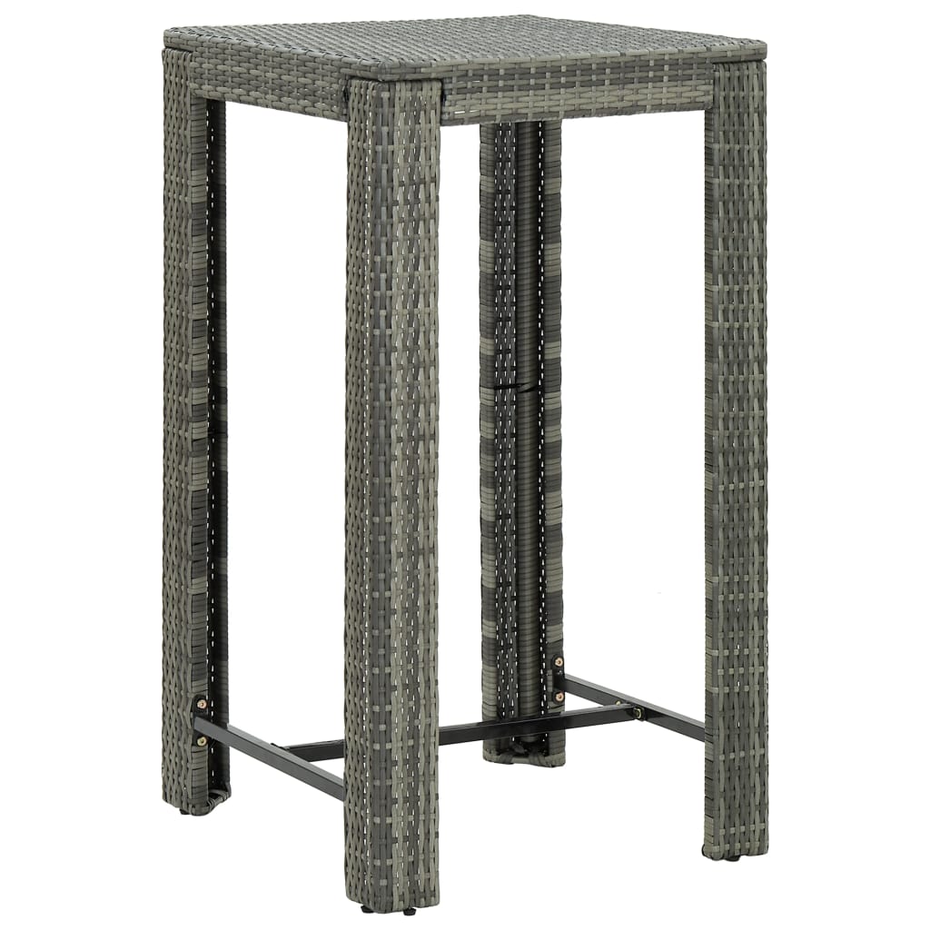 vidaXL Garden Bar Table Black 60.5x60.5x110.5 cm Poly Rattan