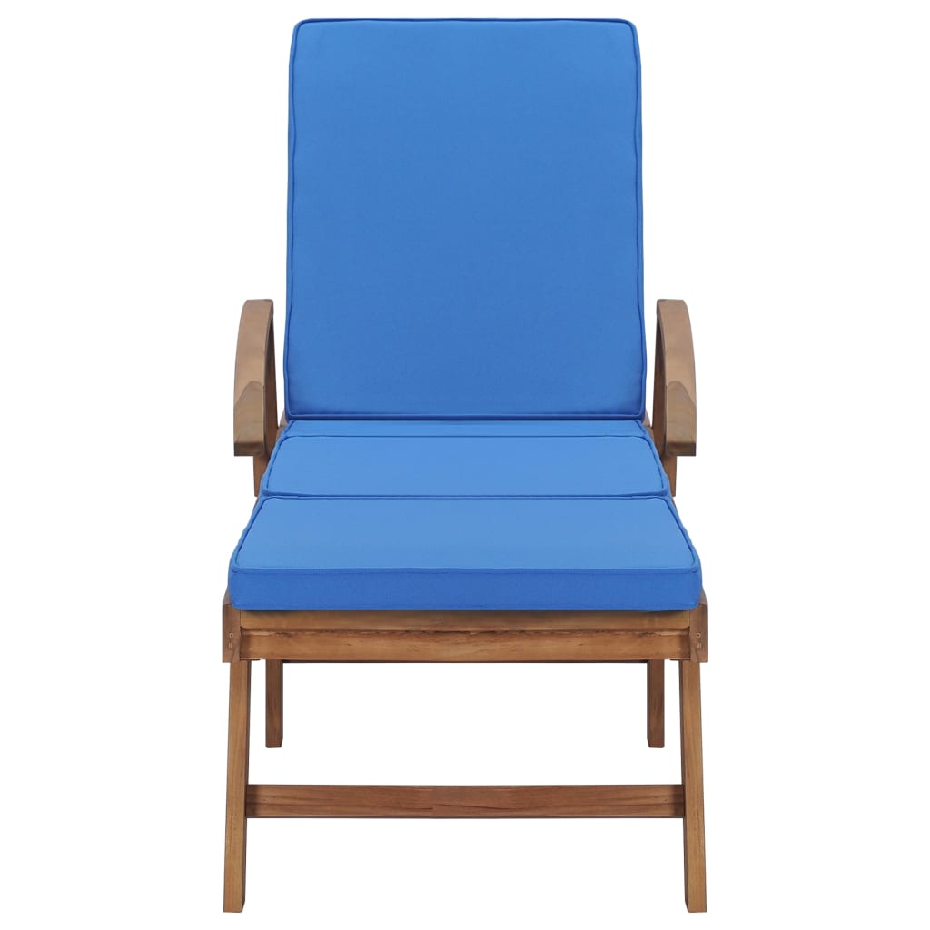 vidaXL Sun Loungers with Cushions 2 pcs Solid Teak Wood Blue