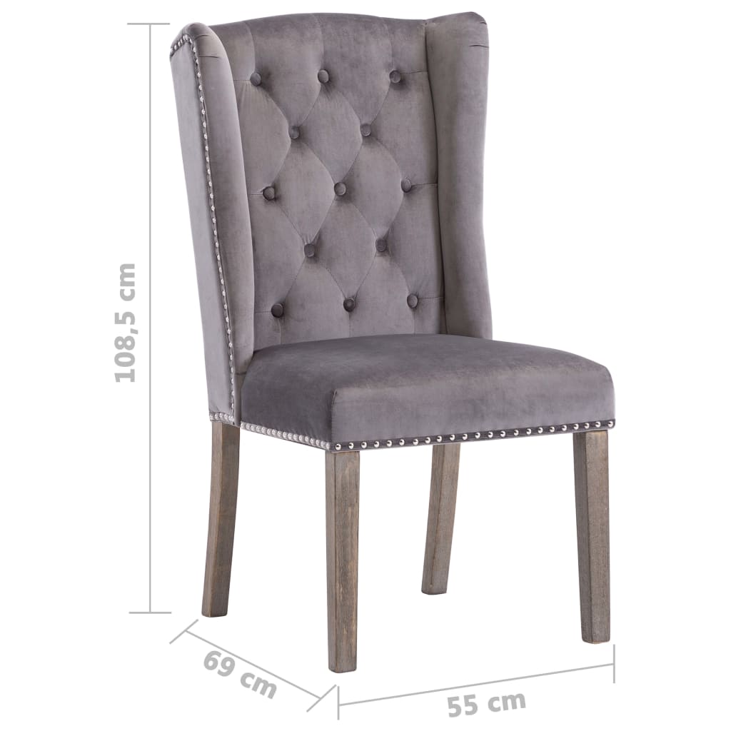 vidaXL Dining Chair Grey Velvet