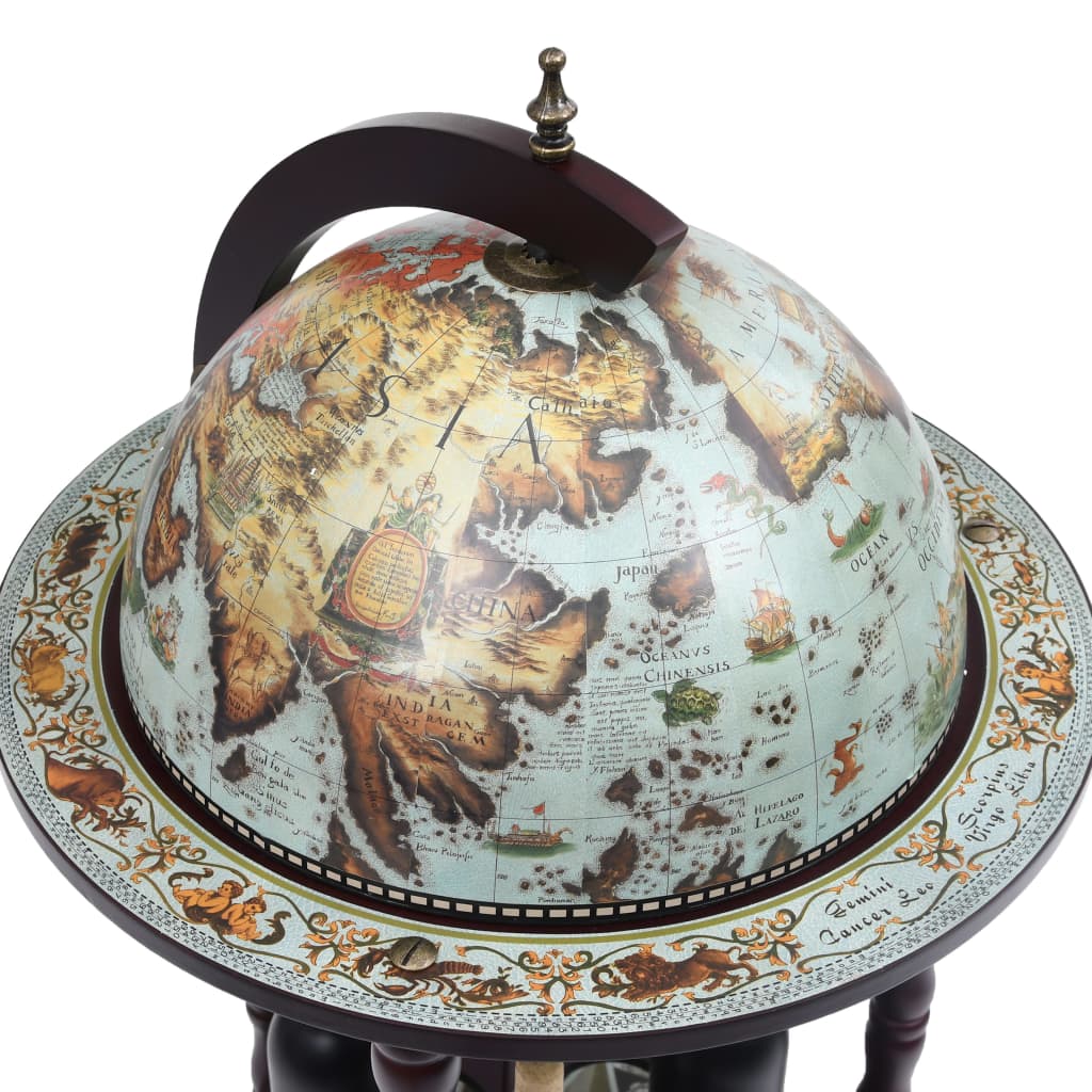 vidaXL Globe Bar Wine Stand Eucalyptus Wood Blue