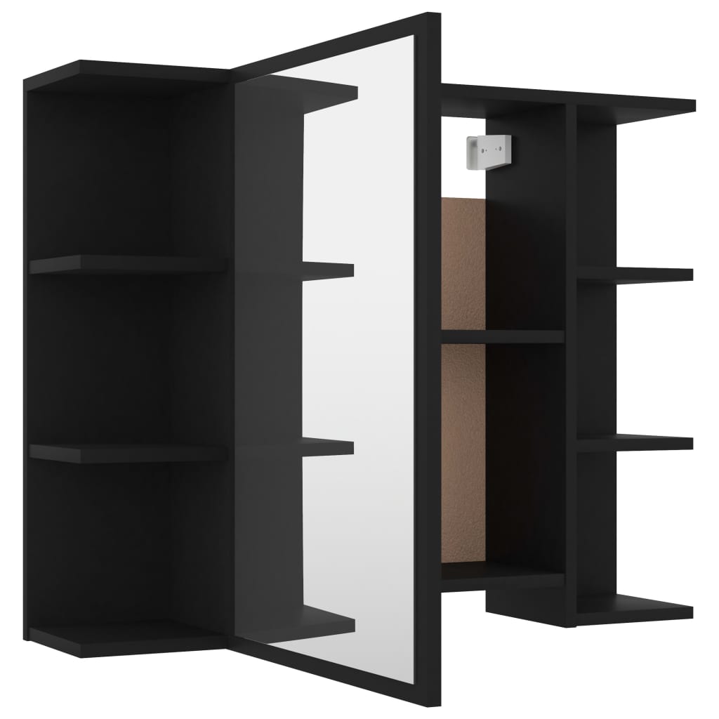 vidaXL Bathroom Mirror Cabinet Black 80x20.5x64 cm Engineered Wood