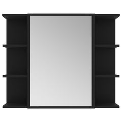 vidaXL Bathroom Mirror Cabinet Black 80x20.5x64 cm Engineered Wood