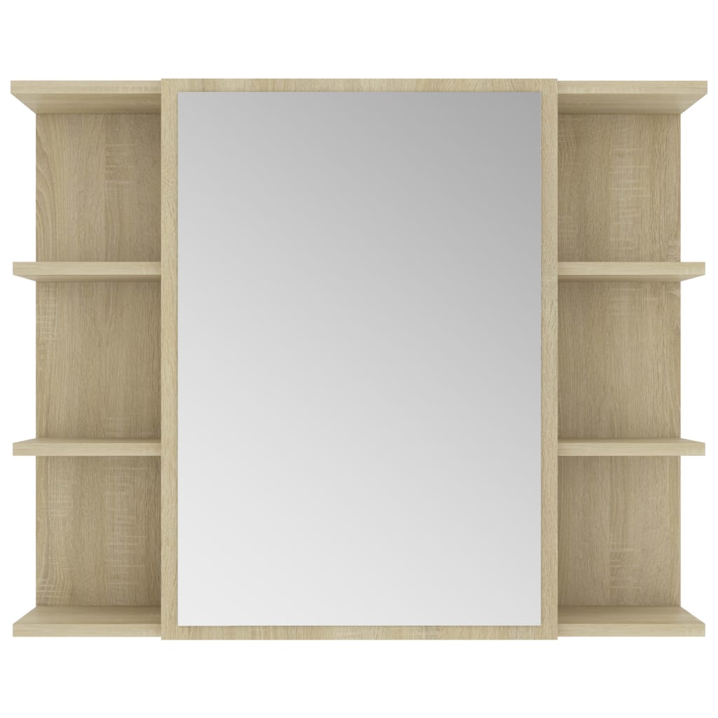 vidaXL Bathroom Mirror Cabinet Black 80x20.5x64 cm Engineered Wood