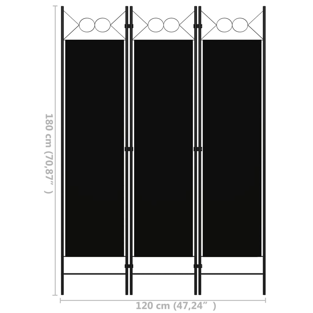 vidaXL 3-Panel Room Divider Anthracite 120x180 cm