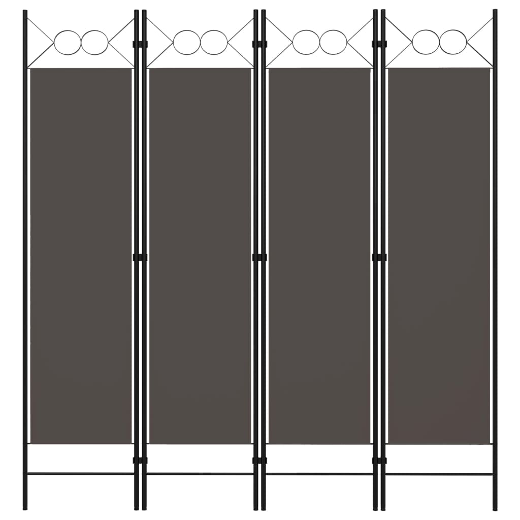 4-Panel Room Divider Black 160x180 cm