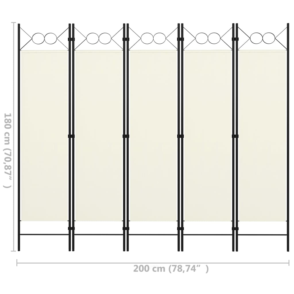 vidaXL 5-Panel Room Divider Anthracite 200x180 cm