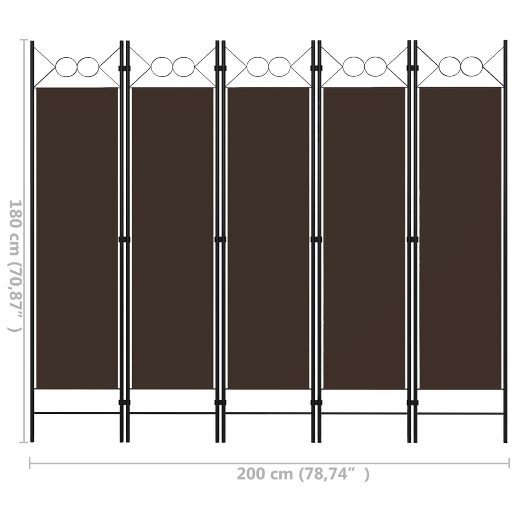 vidaXL 5-Panel Room Divider Anthracite 200x180 cm